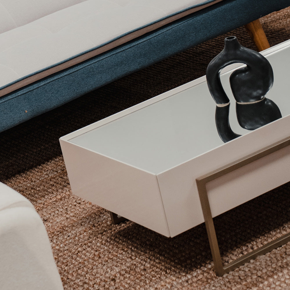 Mesa de Living Vidrio y Metal - Línea París - Blanco