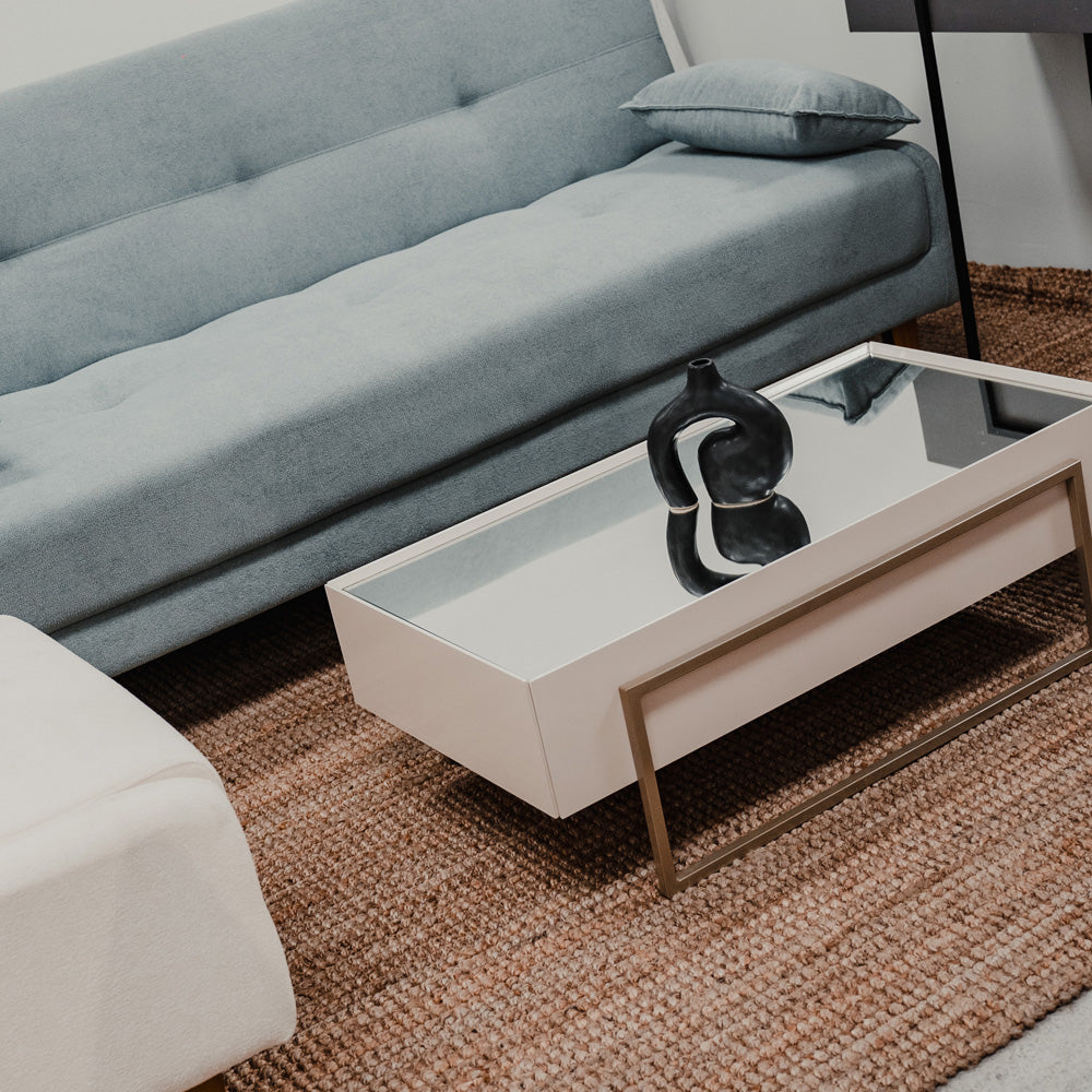 Mesa de Living Vidrio y Metal - Línea París - Blanco