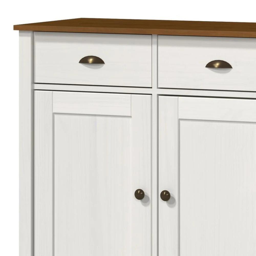 Aparador 2 puertas 2 cajones - Linea Colonial - Blanco/Freijo