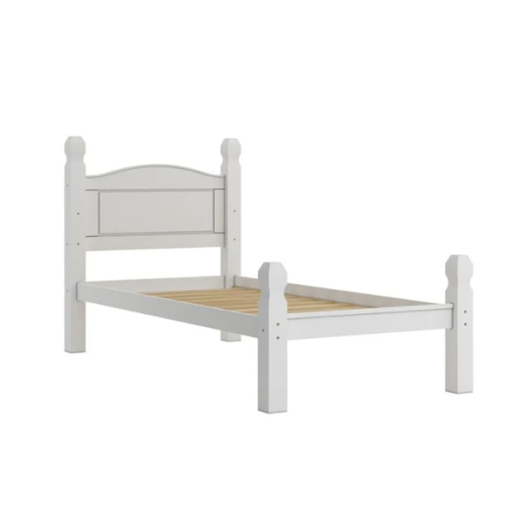 Cama 1 Plaza - Madera maciza - Línea Monterrey - Blanco