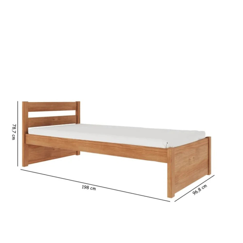 Cama 1 plaza - Nois - Madera Maciza - Marrón