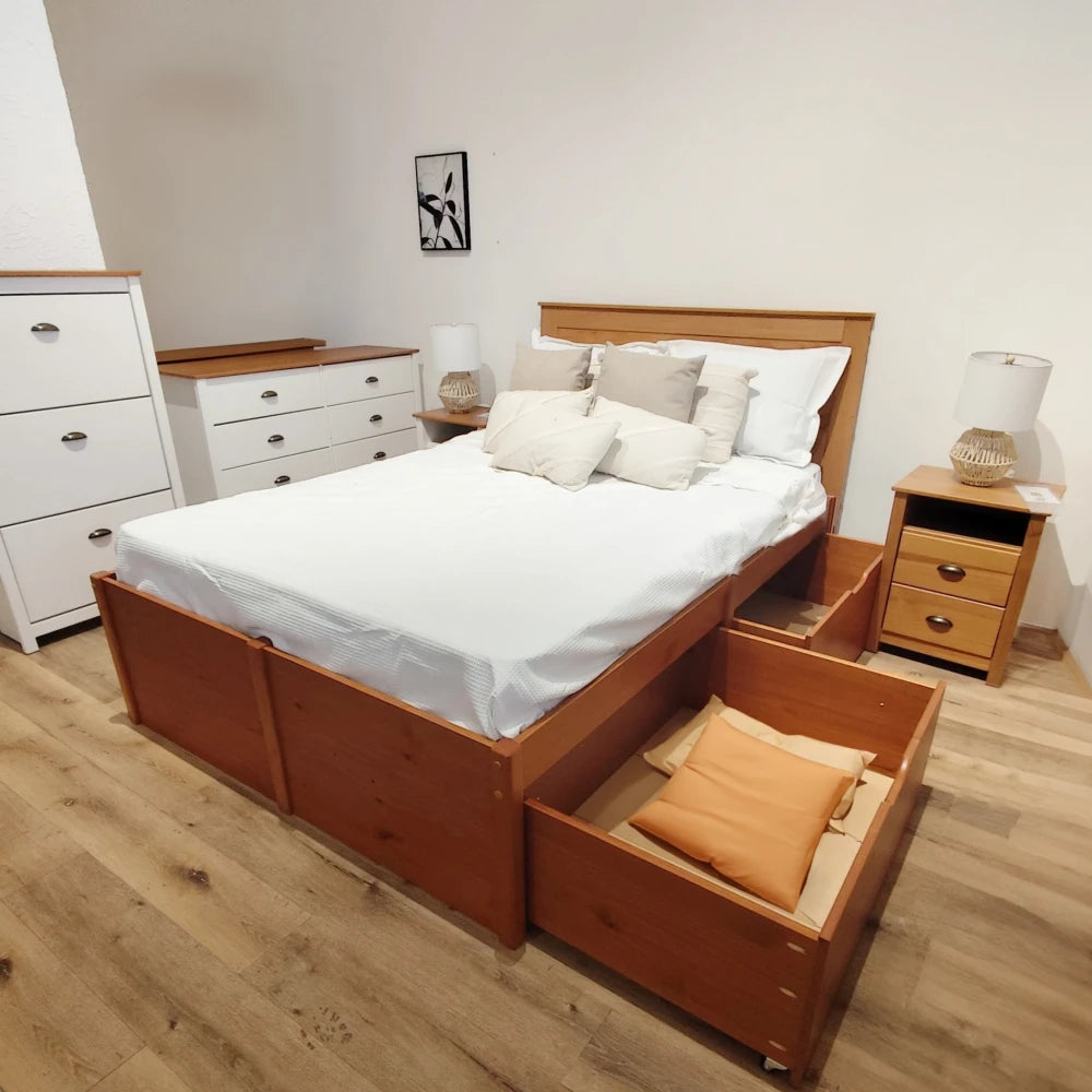 Cama Madera Maciza Con Cajones - 2 plazas - Línea beauty - Amendoa