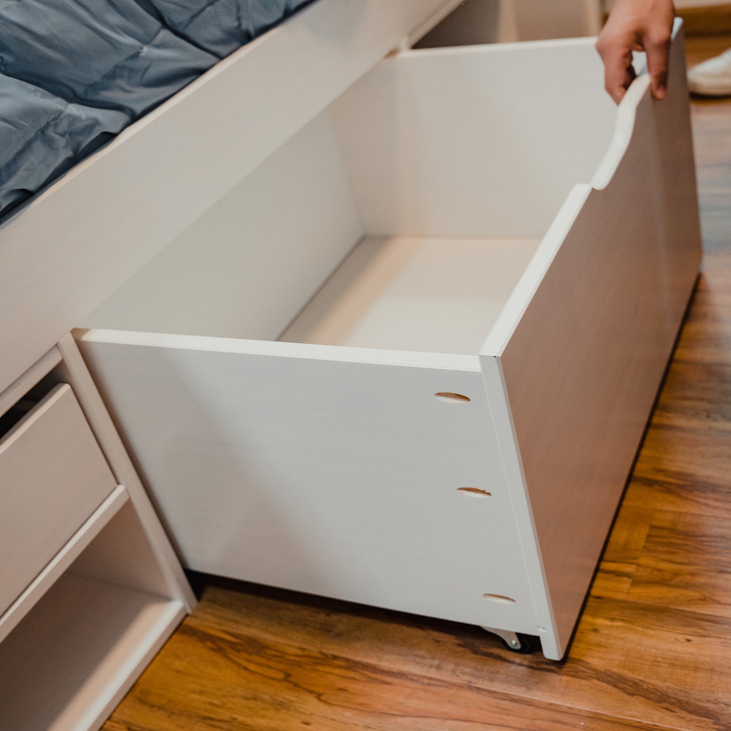 Cama Madera Maciza Con Cajones - 1 plaza - Línea Onix - Blanco