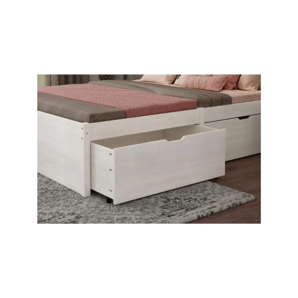 Cama Madera Maciza Con Cajones - Queen - Línea beauty - Blanco