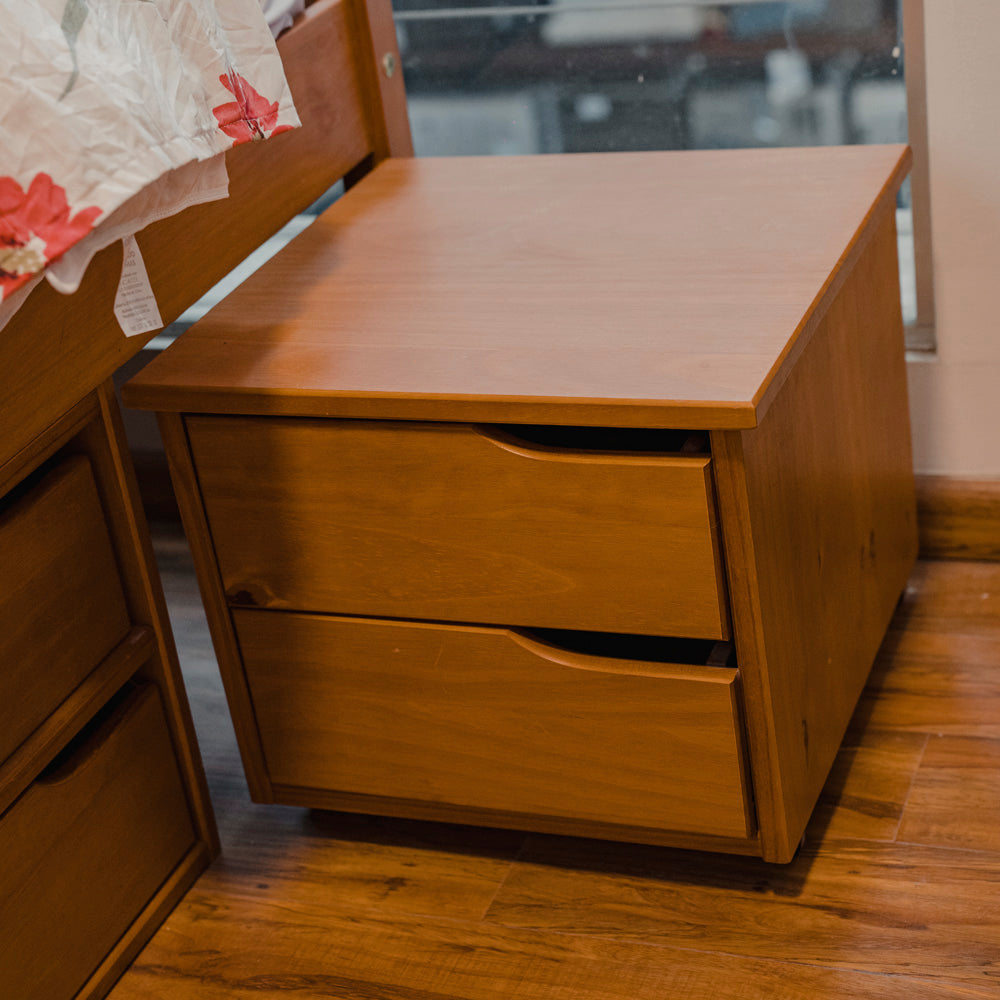 Cama Madera Maciza Con Cajones - Queen - Natural