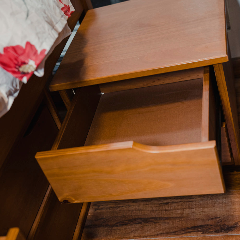 Cama Madera Maciza Con Cajones - Queen - Natural