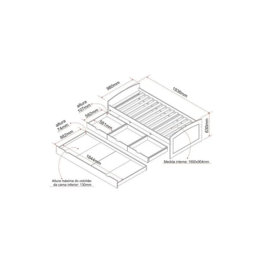 Cama Marinera Madera Maciza Con Cajones - Max - Gris