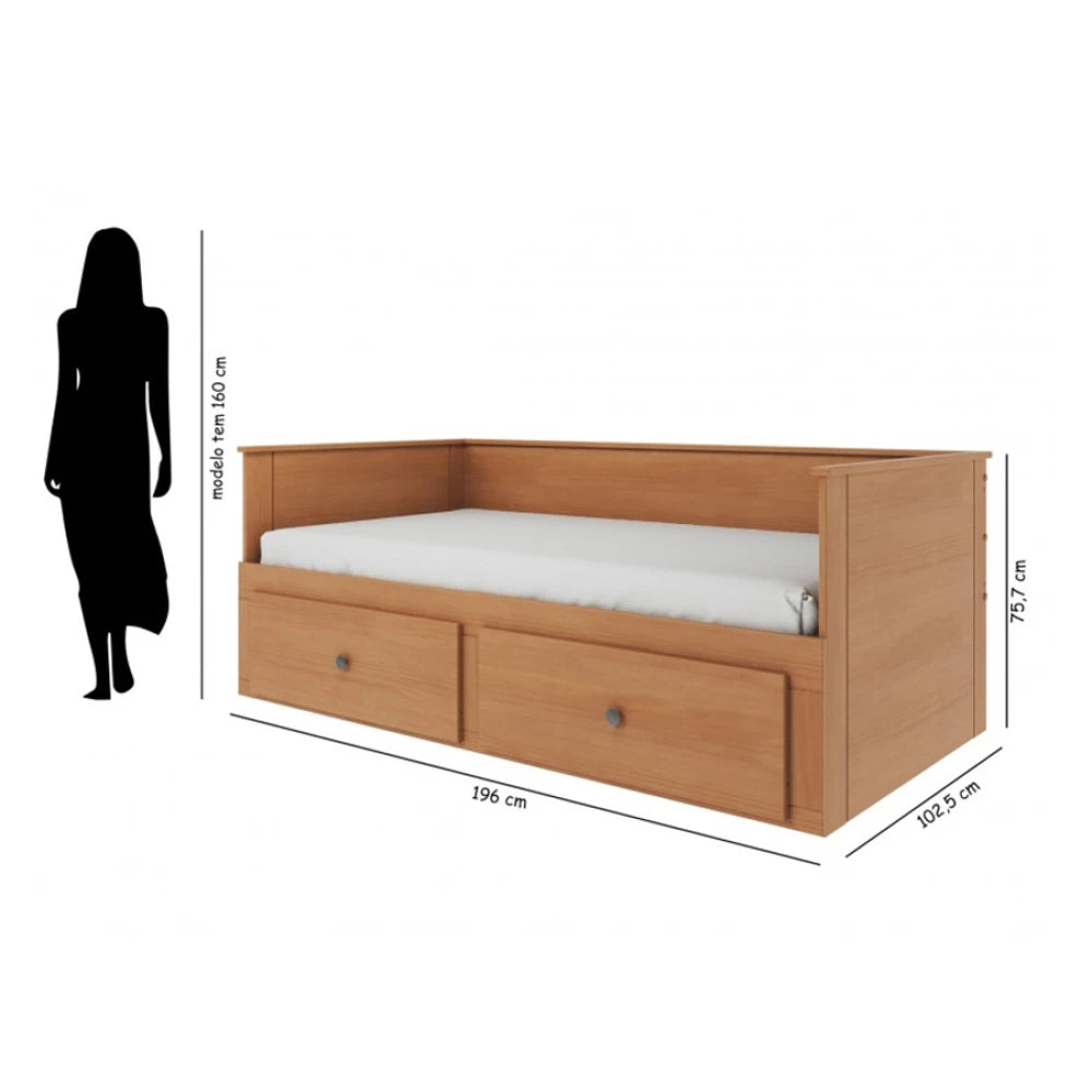 Cama Somnus 1 Plaza / auxiliar - Funcional - Marrón