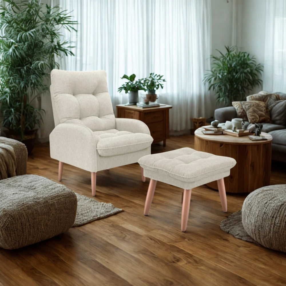 Kit Poltrona + Puff Relax - Beige