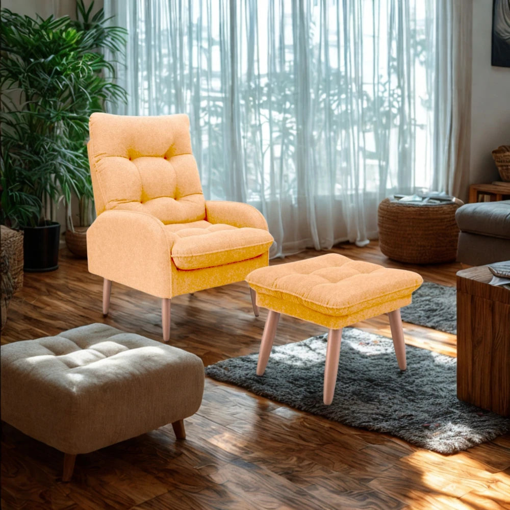 Kit Poltrona + Puff Relax - Mostaza