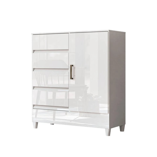 Comoda 1 puerta 4 cajones - Blanco - Linea FIT