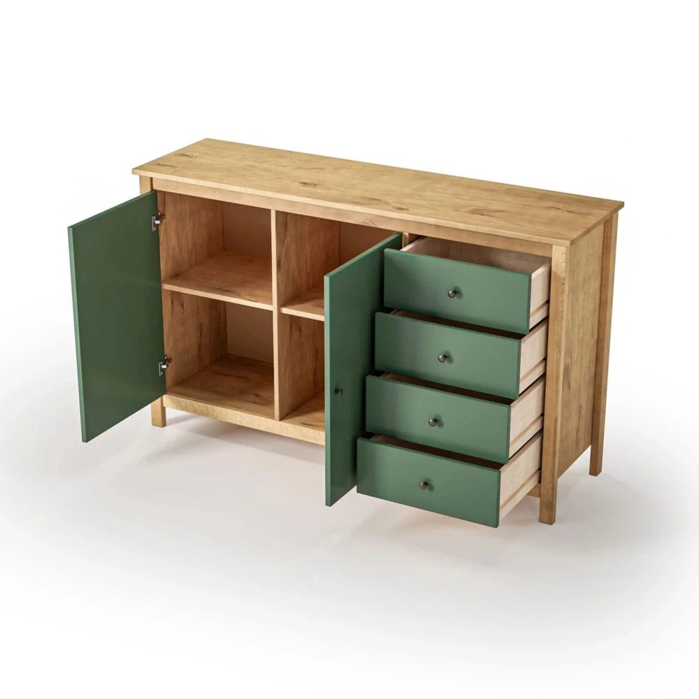 Cómoda 2 Puertas 4 Cajones - Línea Maden - Verde