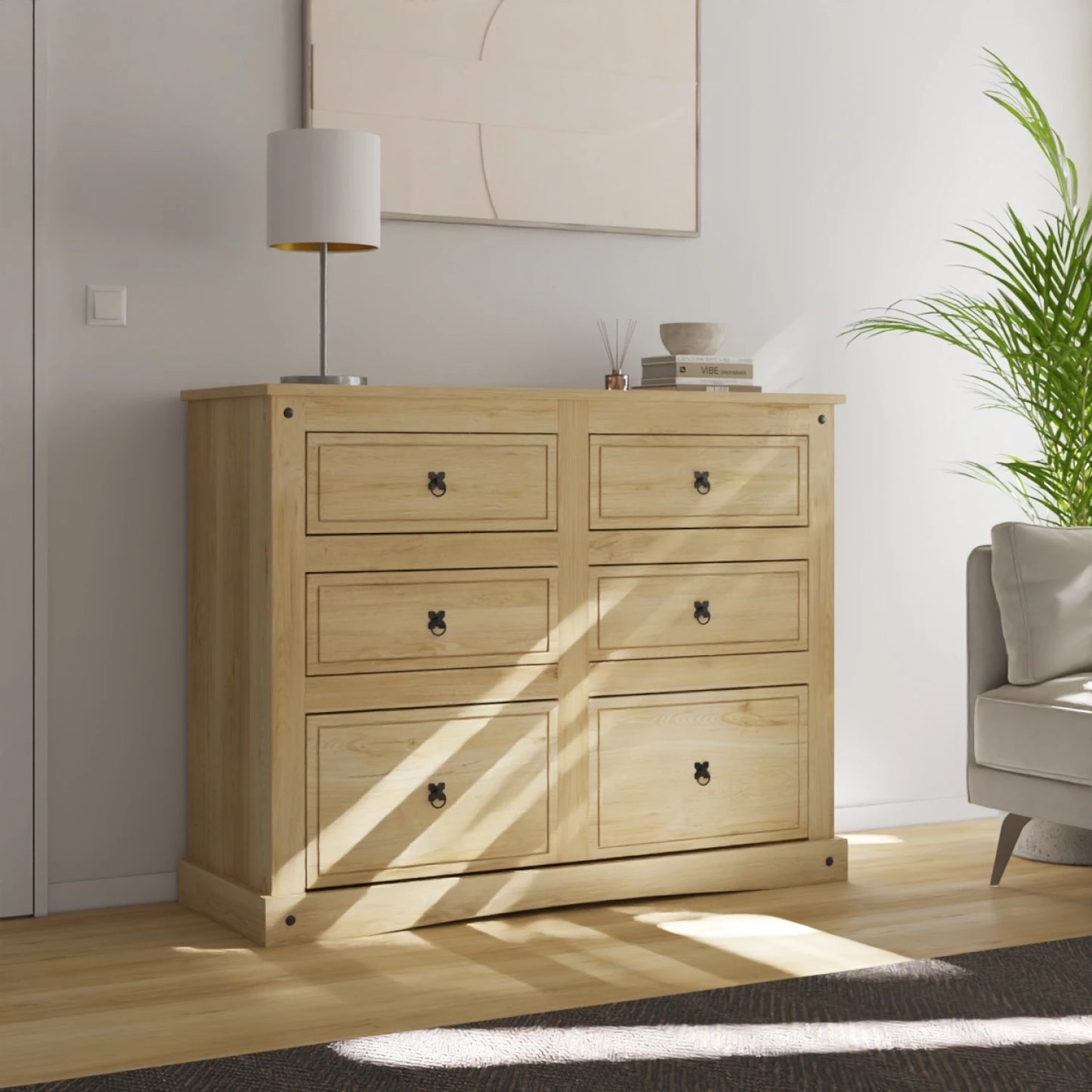 Comoda 6 Cajones Línea Monterrey - Natural
