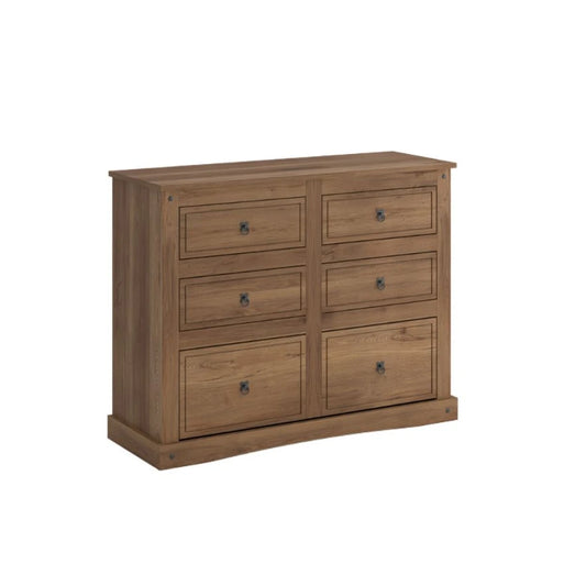 Comoda 6 Cajones Línea Monterrey - Nogal