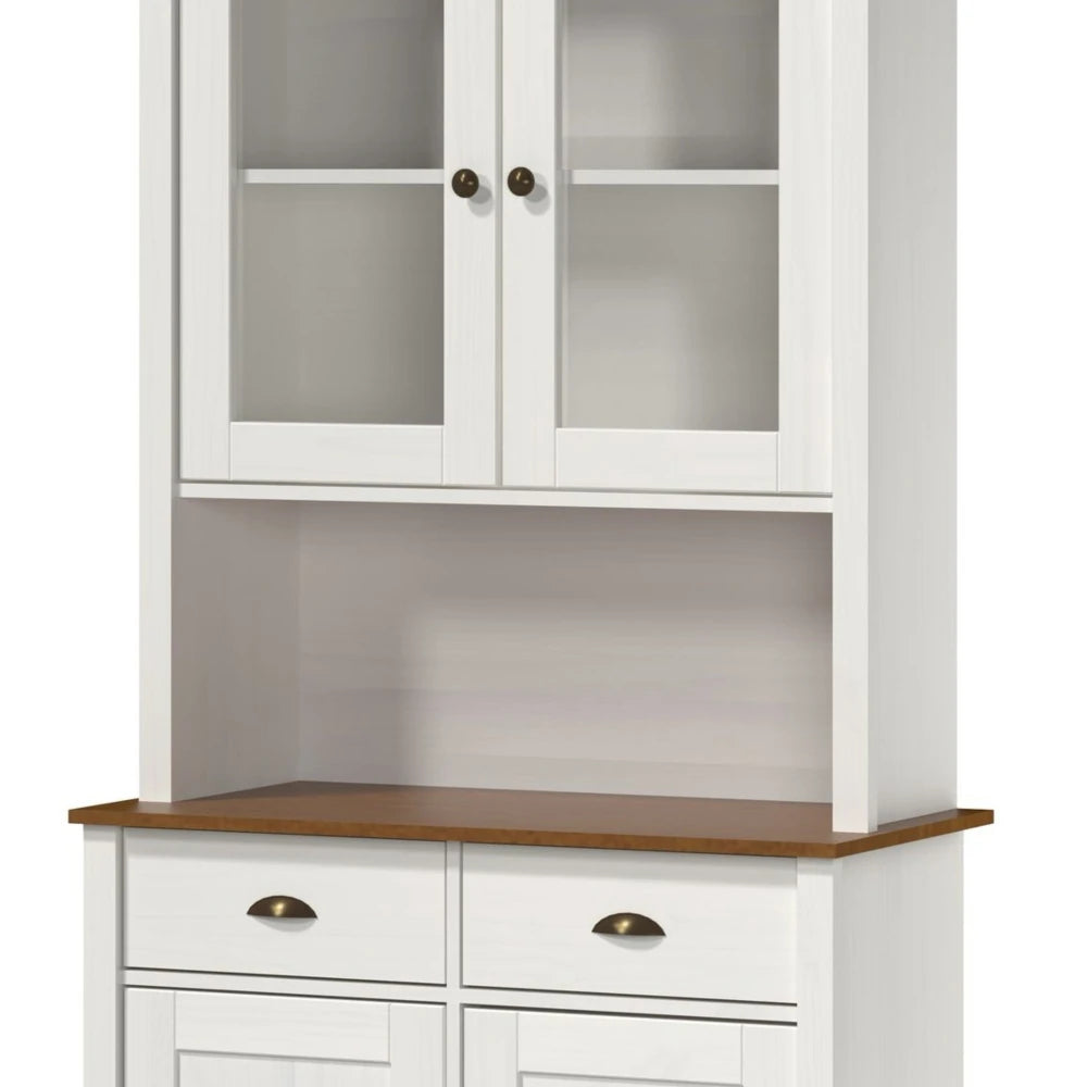 Cristalero 4 puertas 2 cajones - Linea Colonial - Blanco/Freijo