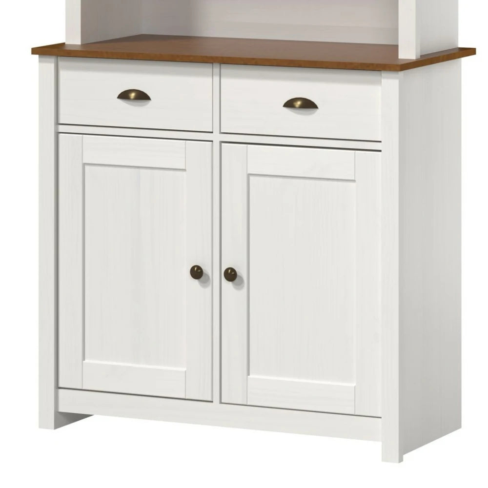 Cristalero 4 puertas 2 cajones - Linea Colonial - Blanco/Freijo