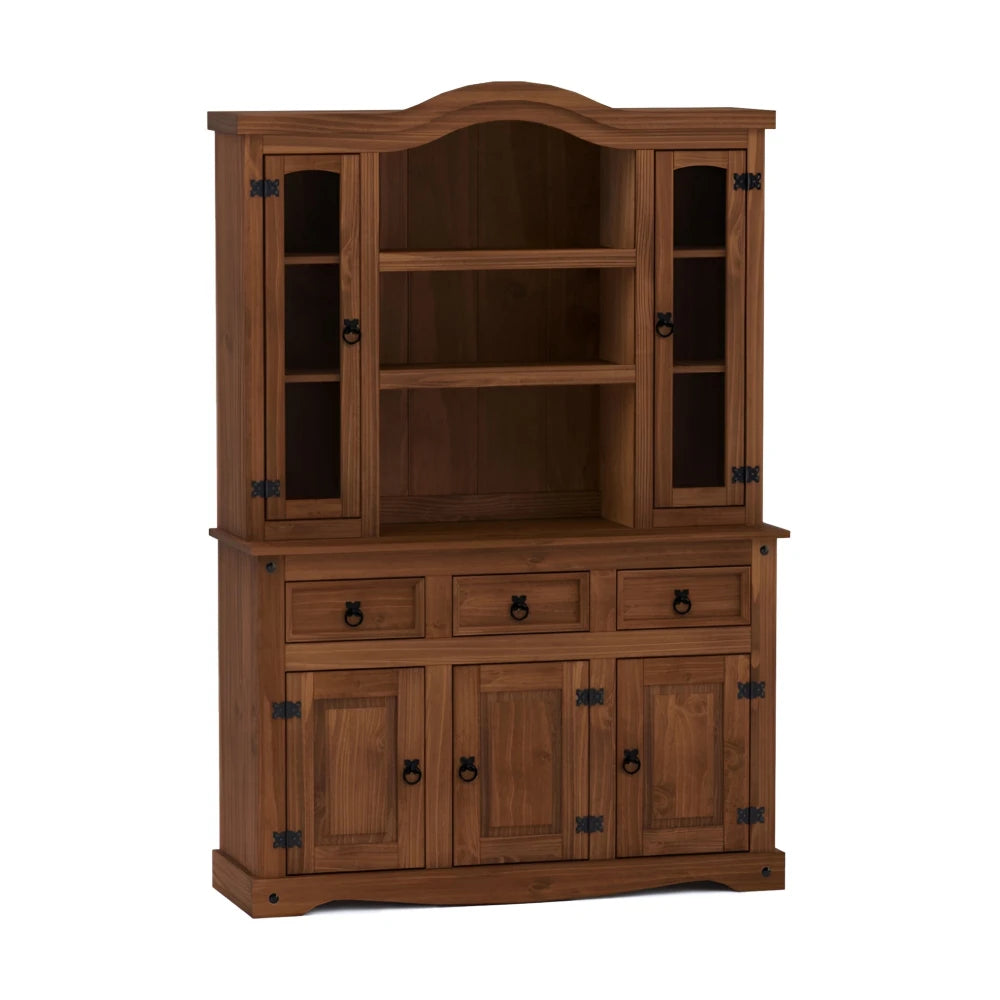 Cristalero 5 puertas 3 cajones - Línea Monterrey - Nogal