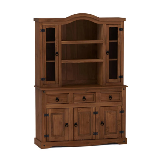 Cristalero 5 puertas 3 cajones - Línea Monterrey - Nogal