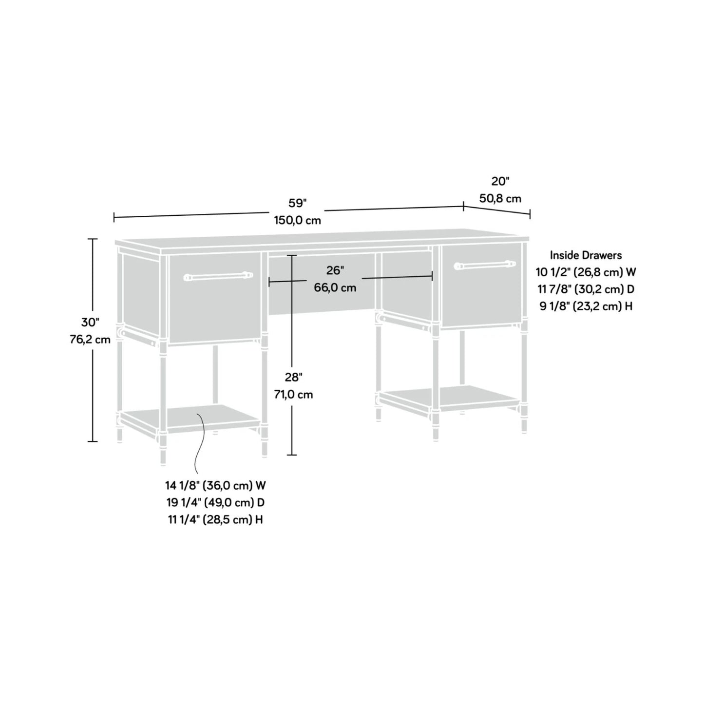 Escritorio - Sauder - Linea Iron City