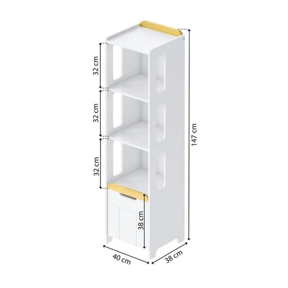 Estantería 1 Puerta 3 Estantes Infantil - Blanco