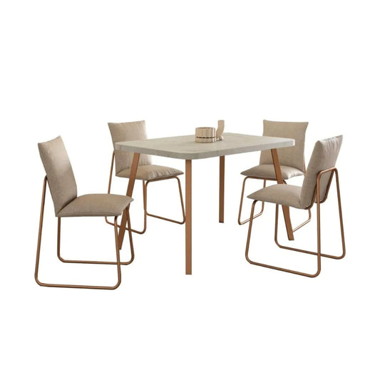Juego de comedor - 4 sillas Soft Atrix - Rectangular - Marrón
