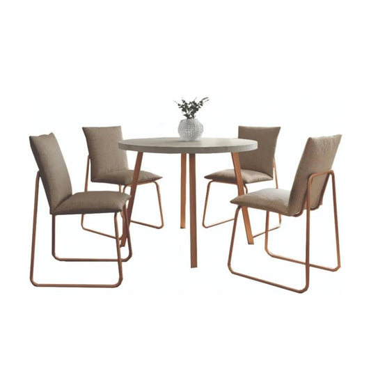 Juego de comedor - 4 sillas Soft Atrix - Redonda - Marrón