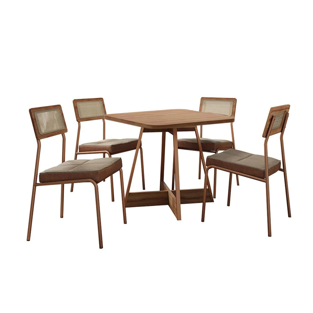 Juego de comedor - Cuadrado - Atix - Marrón