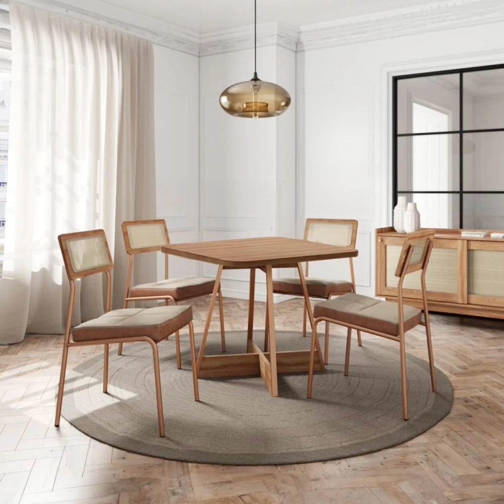 Juego de comedor - Cuadrado - Atix - Marrón