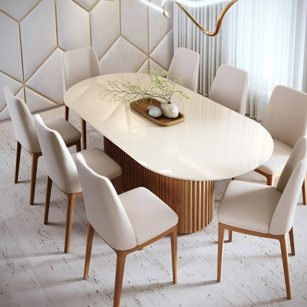 Mesa de Comedor Ovalo - Línea Nevada - Blanco
