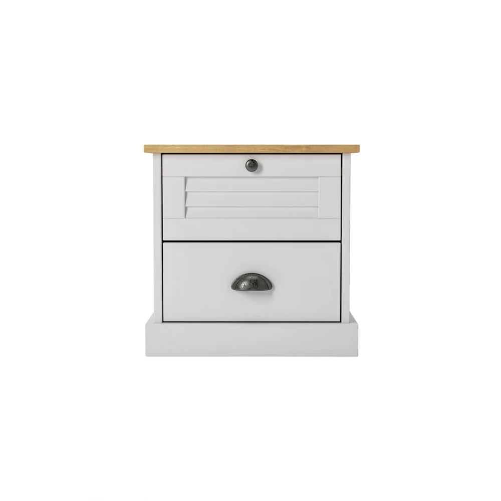 Mesa de Luz - 2 Cajones - Línea Oslo - Blanco