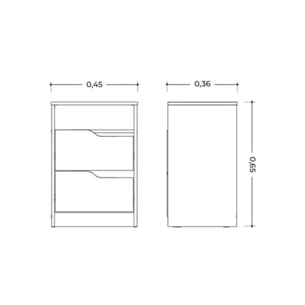 Mesa de Luz 2 Cajones - Línea Fit - Blanco