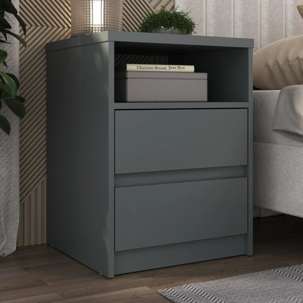 Mesa de Luz 2 Cajones - Línea Clara - Blanco