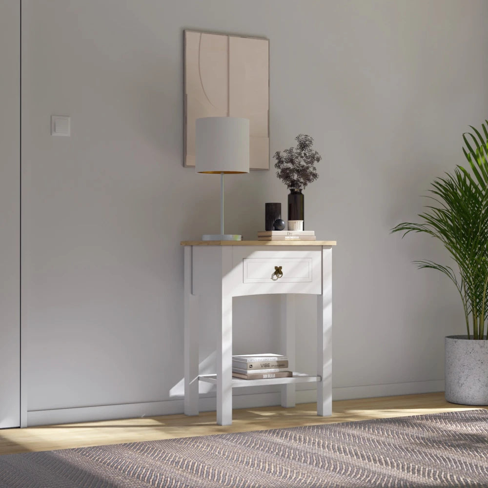 Mesa de luz Sommier - Línea Monterrey - Blanco