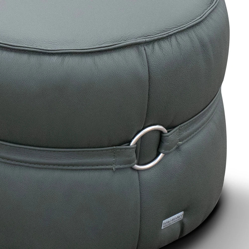 Puff 100% Cuero - Mia - Gris