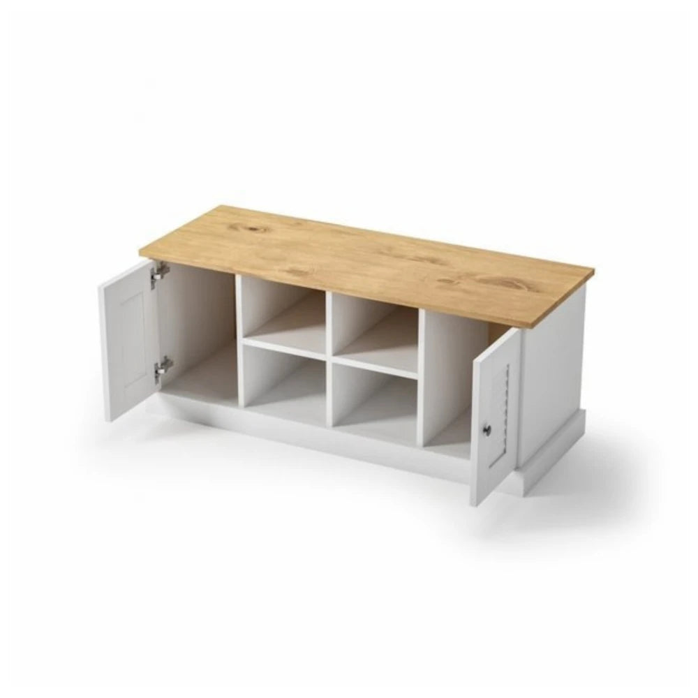 Rack de tv - 2 Puertas - 2 Estantes - Línea Oslo - Blanco