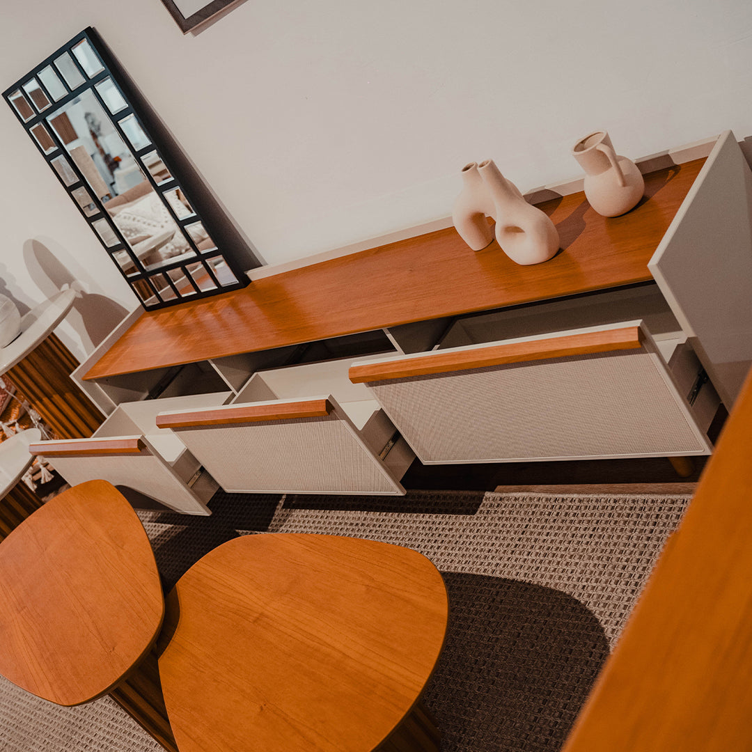 Rack para TV - Maldivas 2.2 - Línea Nevada - Blanco/Natural