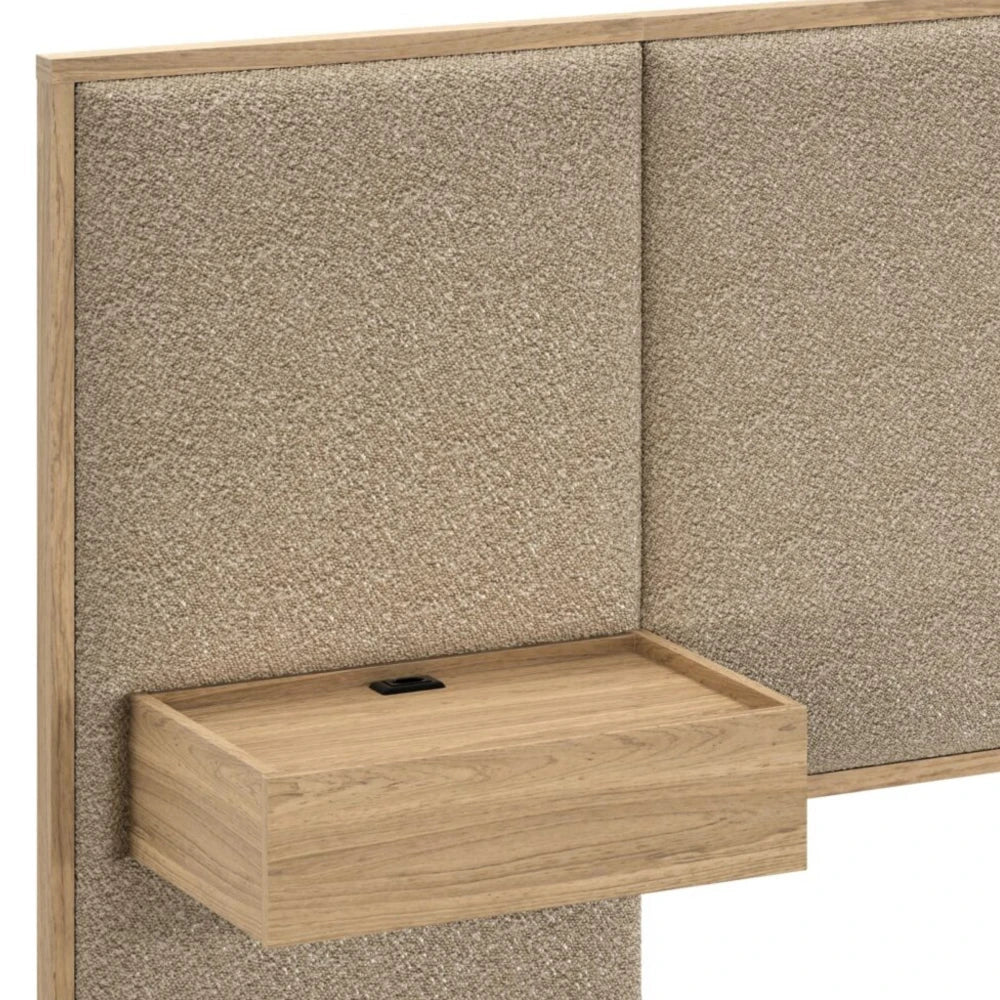 Respaldo Queen con mesa de luz Tapizado Full - Nordik - Text Frizz