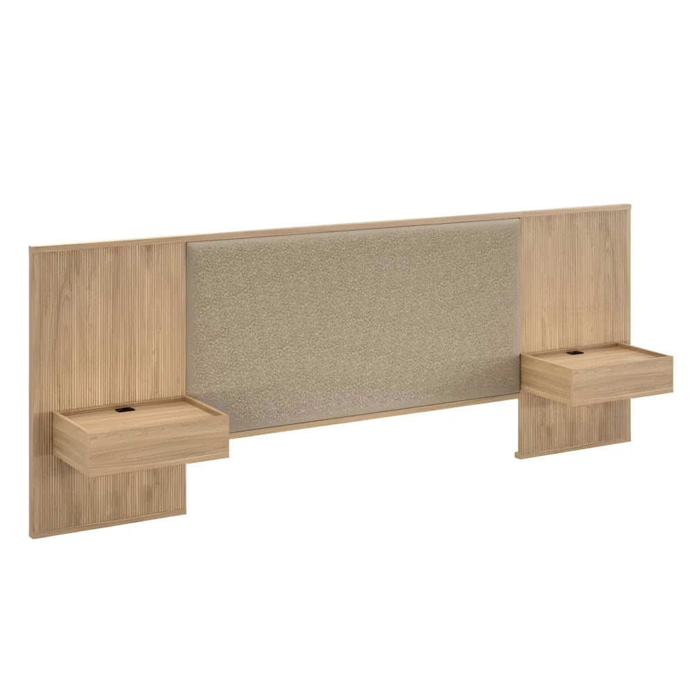 Respaldo 2 plazas con mesa de luz Tapizado - Nordik - Marrón