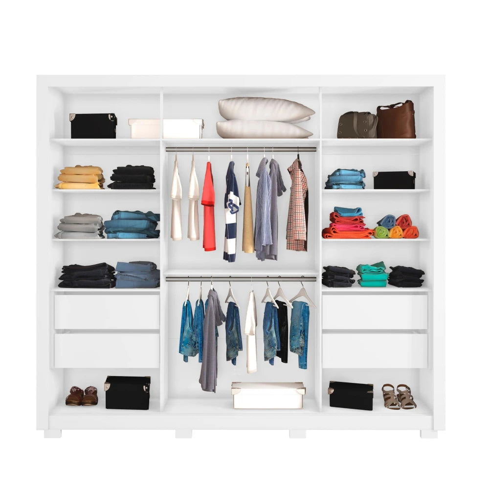 Ropero 2 Puertas 4 Cajones - Línea Glam - Blanco