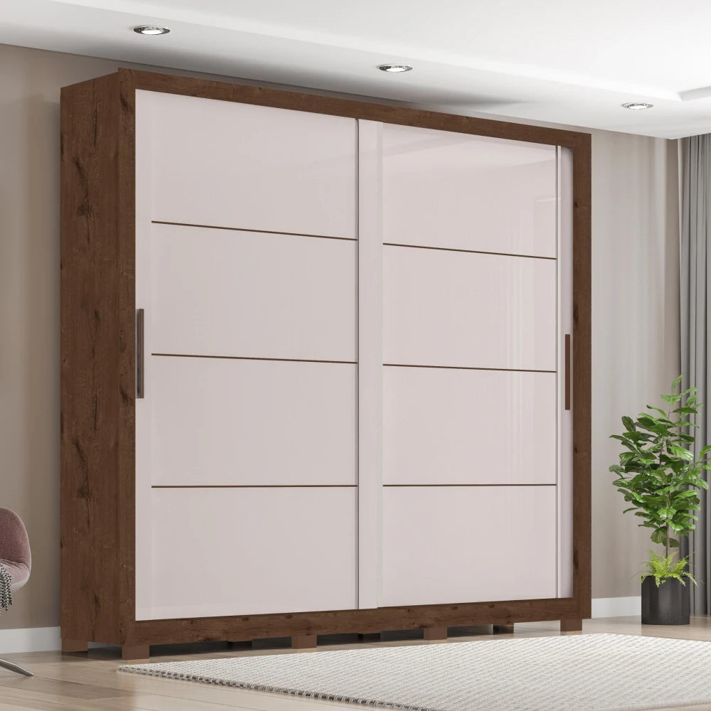 Ropero 2 Puertas 4 Cajones - Línea Glam - Marrón/Blanco