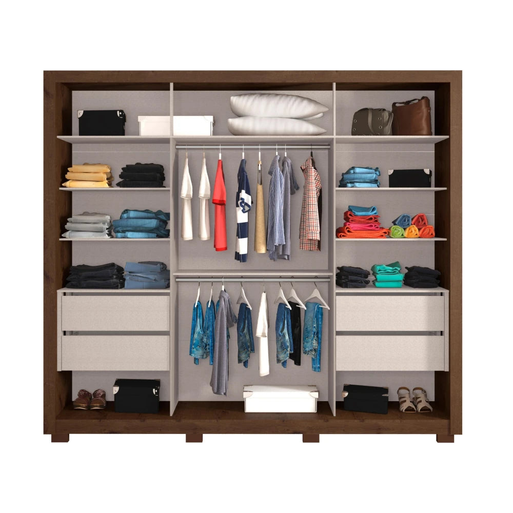 Ropero 2 Puertas 4 Cajones - Línea Glam - Marrón/Blanco