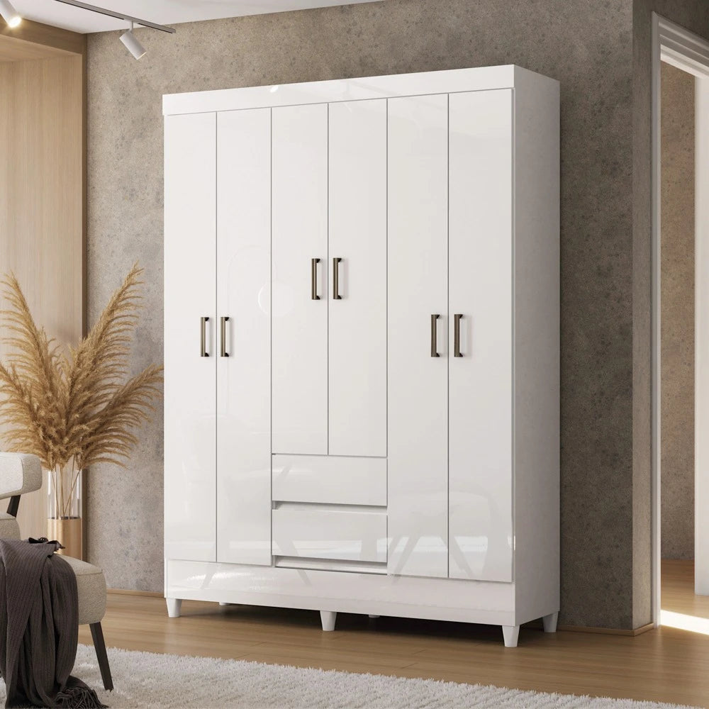Ropero 6 puertas 2 cajones - Blanco - Linea FIT
