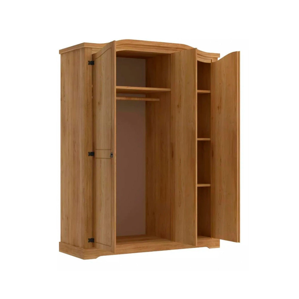 Ropero Curvo 3 Puertas Madera Maciza Línea Monterrey - Natural