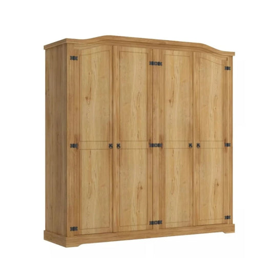 Ropero Curvo 4 Puertas Madera Maciza Línea Monterrey - Natural