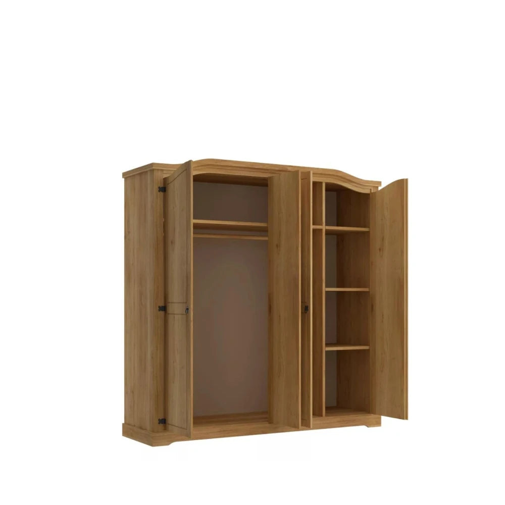 Ropero Curvo 4 Puertas Madera Maciza Línea Monterrey - Natural