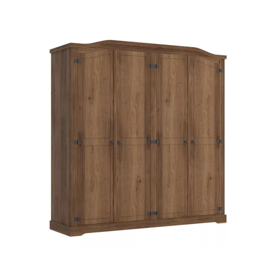 Ropero Curvo 4 Puertas Madera Maciza Línea Monterrey - Nogal