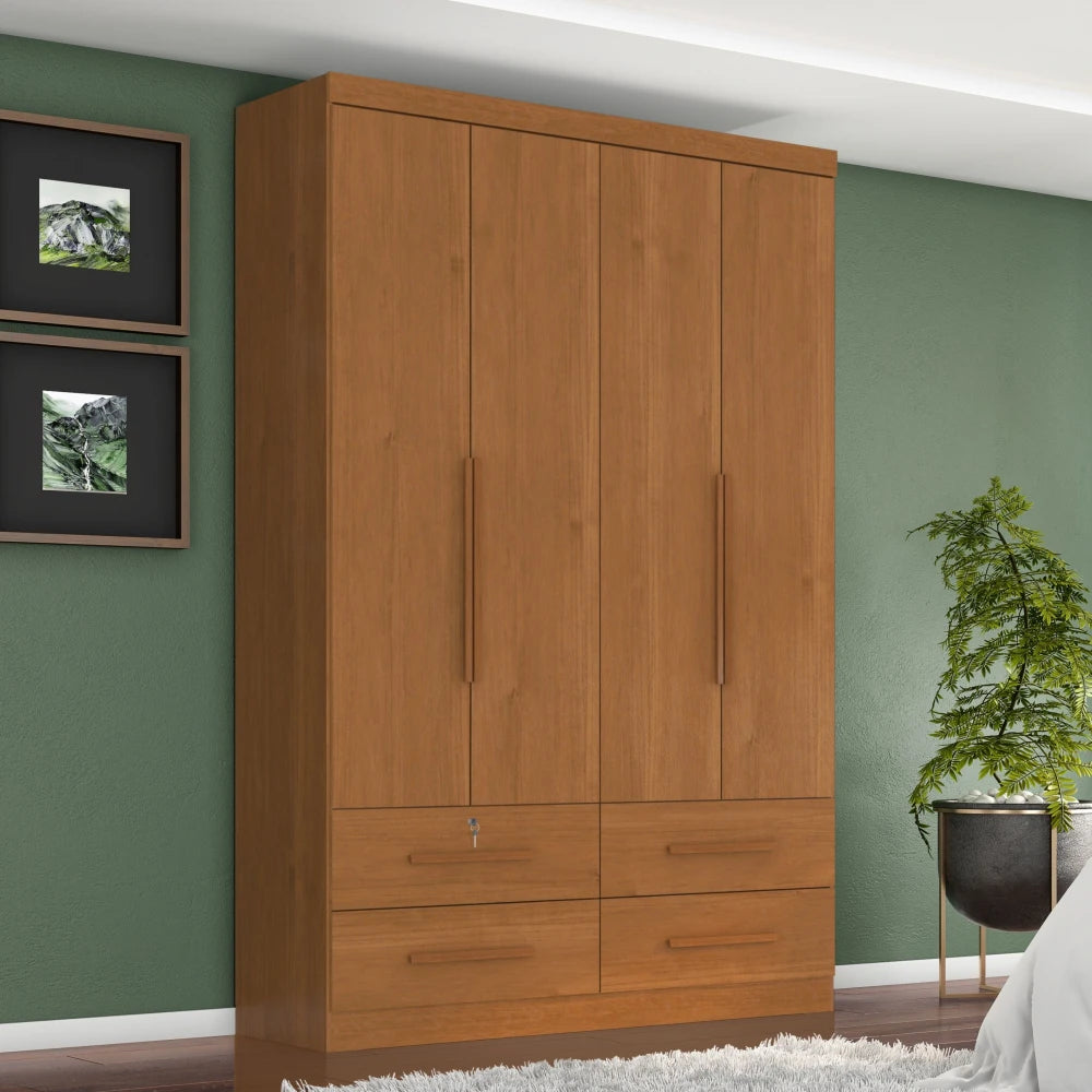 Ropero Max Plus 4 Puertas 4 Cajones - Línea Glam - Natural