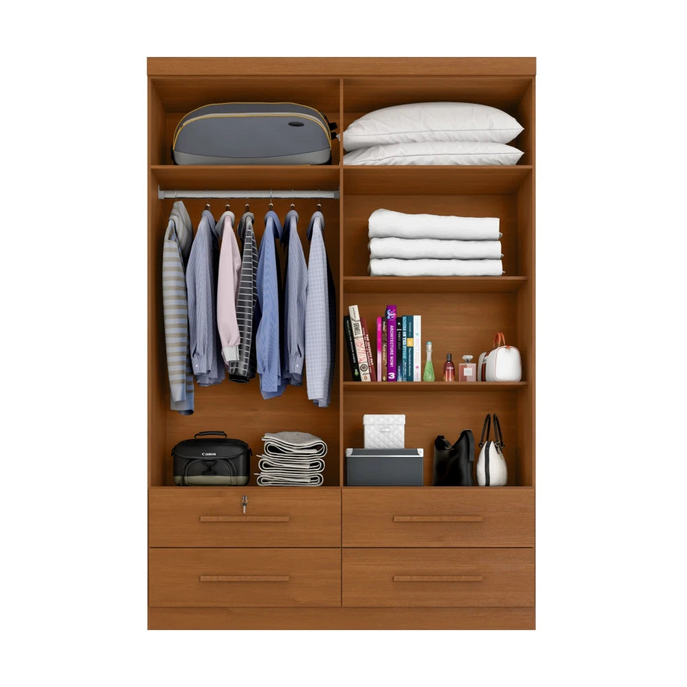 Ropero Max Plus 4 Puertas 4 Cajones - Línea Glam - Natural