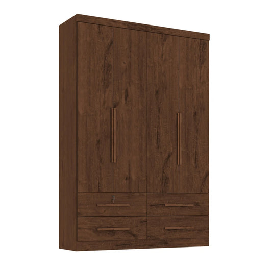 Ropero Max Plus 4 Puertas 4 Cajones - Línea Glam - Nogal