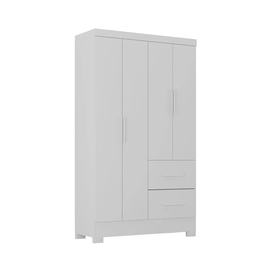 Ropero Max 4 Puertas 2 Cajones - Línea Glam - Blanco